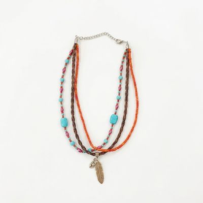 Pendleton Round-Up Horse Hair Feather Necklace