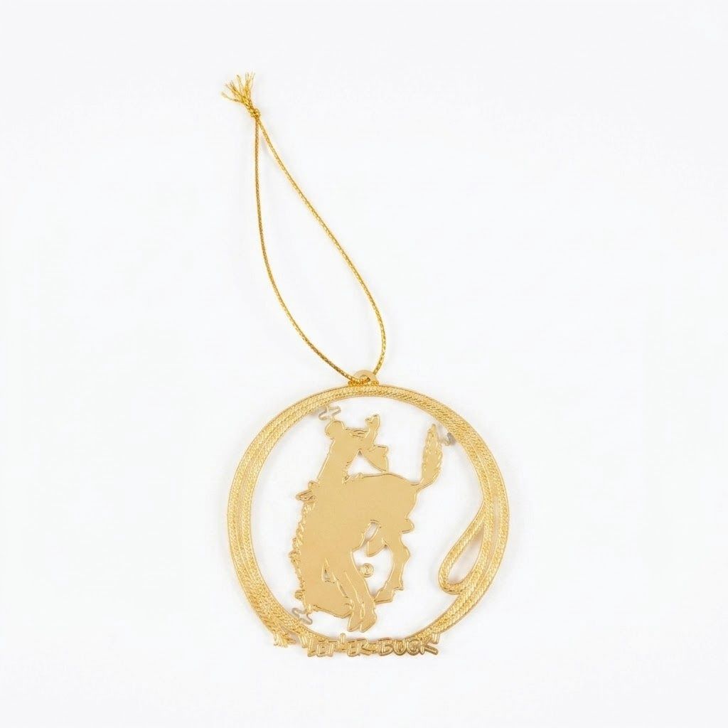 Pendleton Round-Up Gold Rope Bucking Horse Ornament