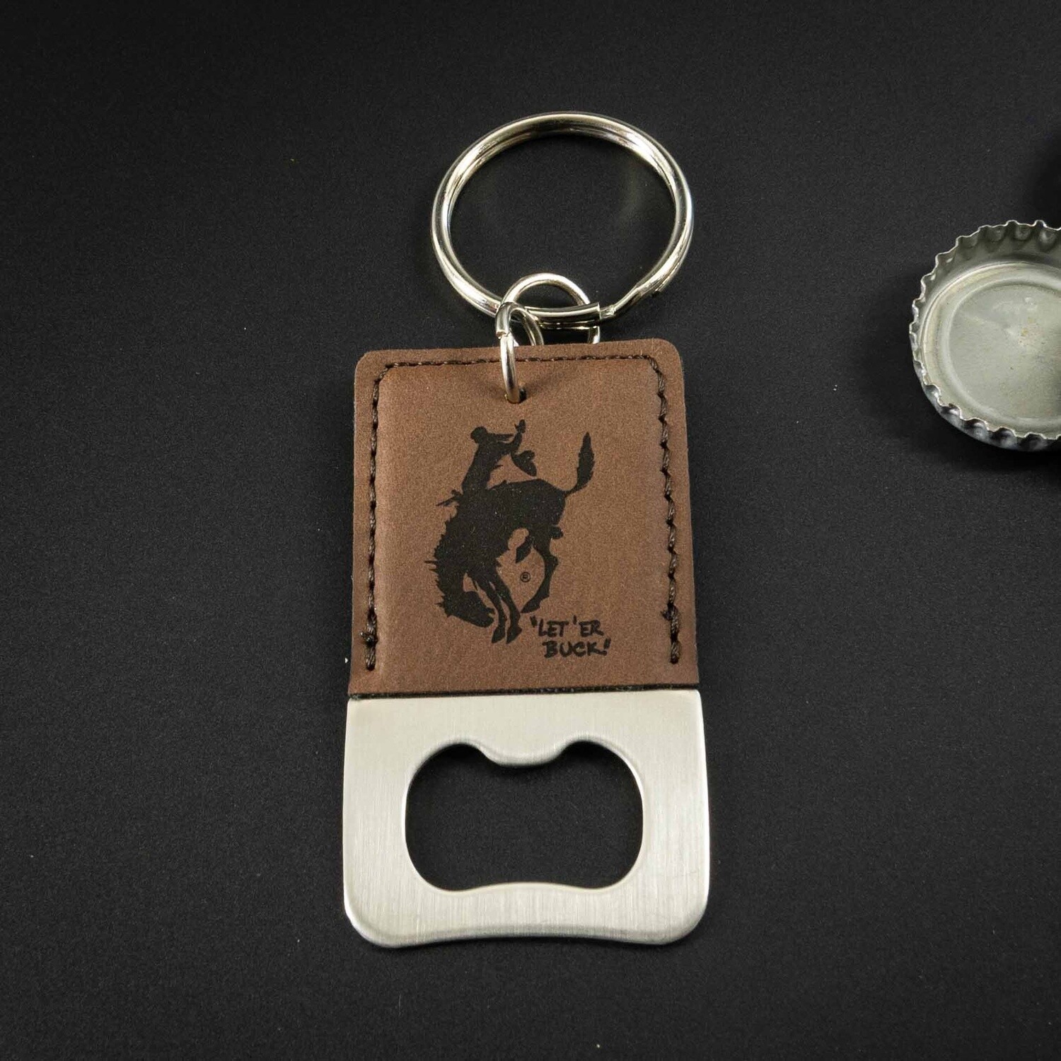 Pendleton Round-Up Leather Bottle Opener Keychain