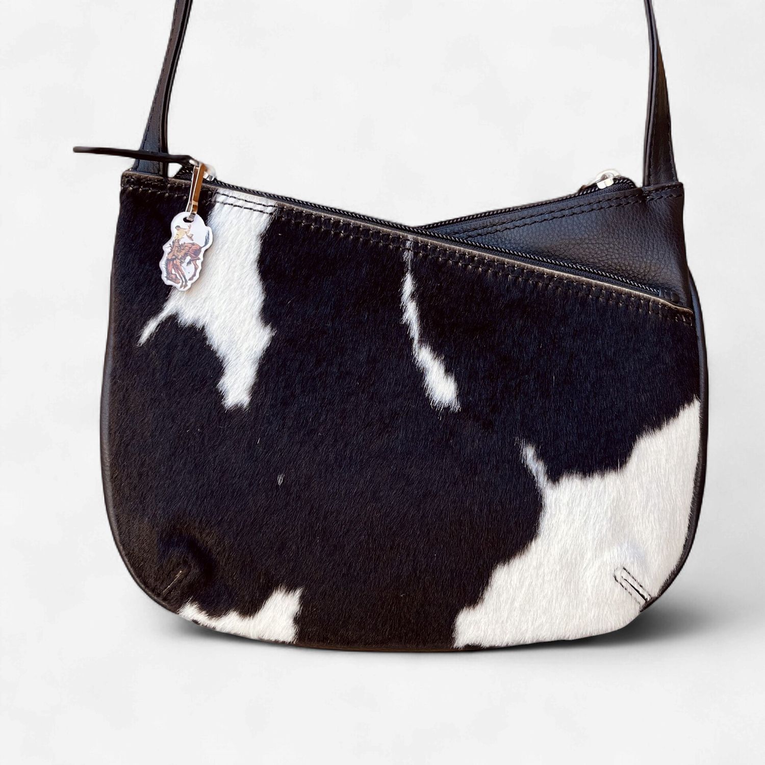 Pendleton Round-Up Black Hair On Double Zip Crossbody