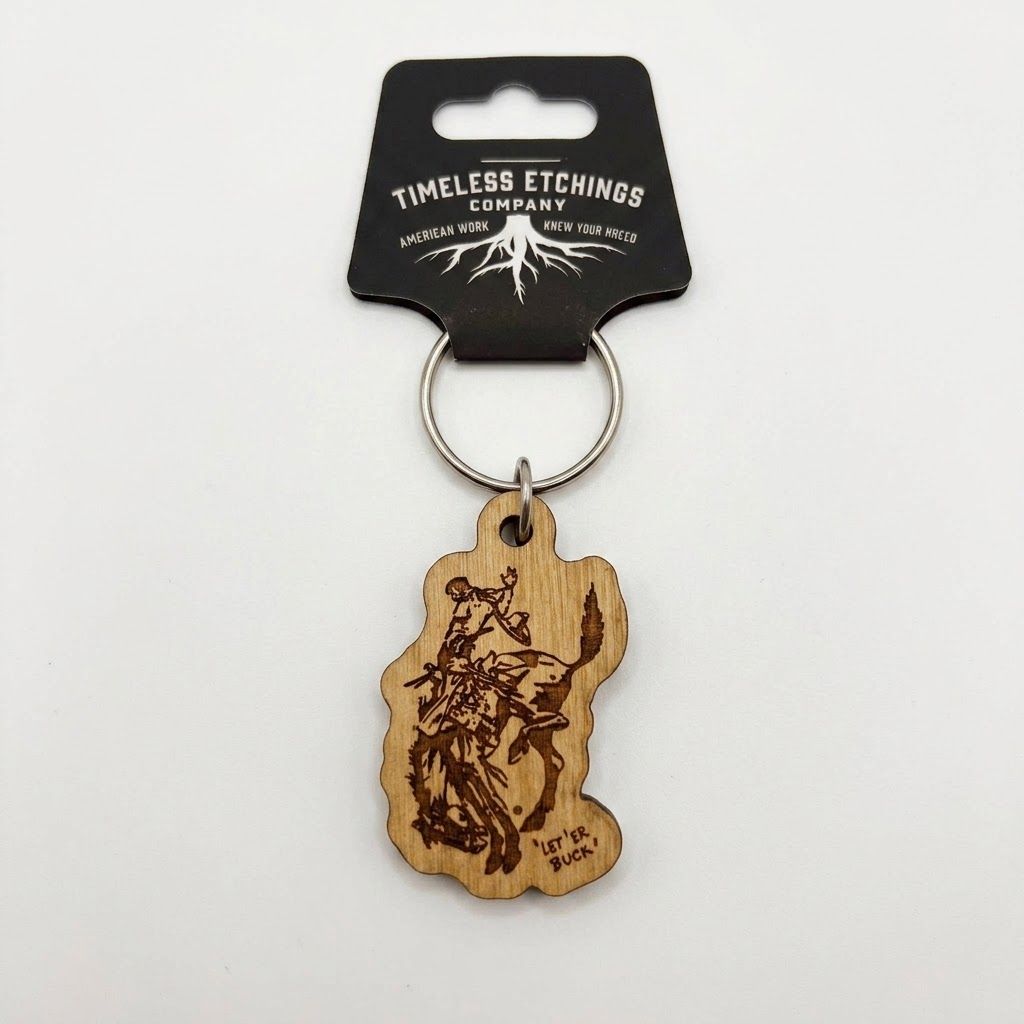 Pendleton Round-Up Wooden Cut Out Bucking Horse Keychain