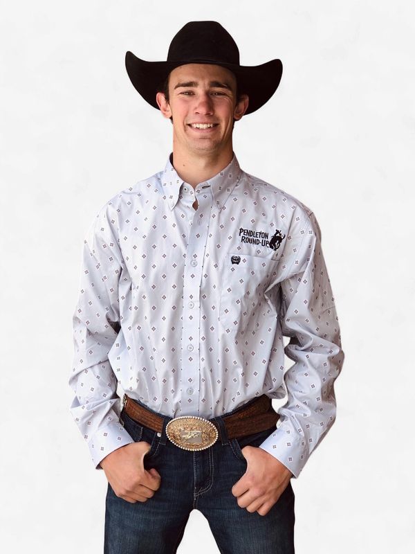 Men's Cinch Pendleton Round-Up Gray/Aztec Long Sleeve Button Up