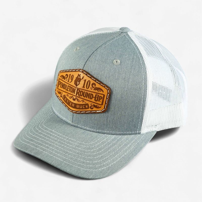 Pendleton Round-Up Gray Leather Patch Hat