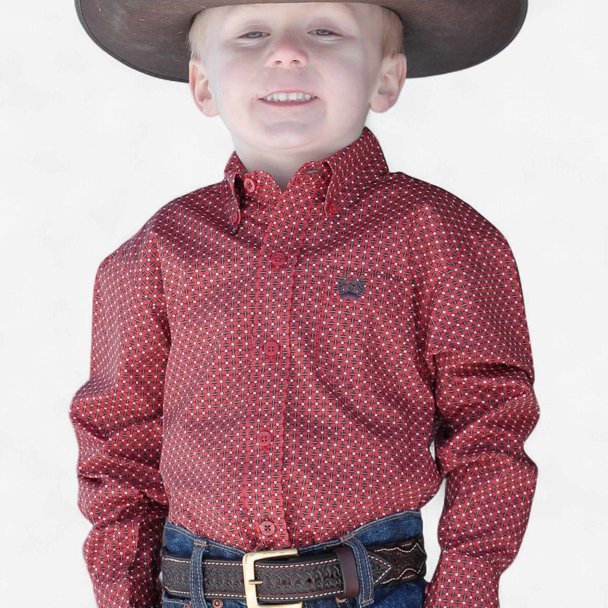 Infant Cinch Pendleton Round-Up Red Geo Long Sleeve Button Up