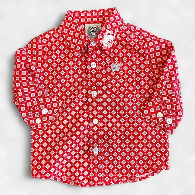 Infant Cinch Pendleton Round-Up Red White Diamond Long Sleeve Button Up