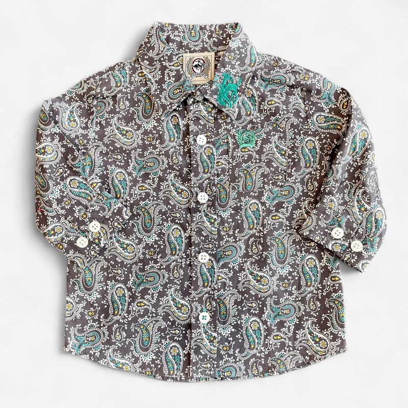 Infant Cinch Pendleton Round-Up Teal Paisley Long Sleeve Button Up
