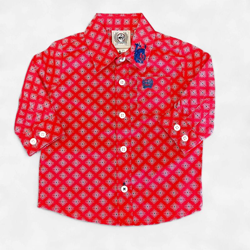 Infant Cinch Pendleton Round-Up Red  Diamond Long Sleeve Button Up