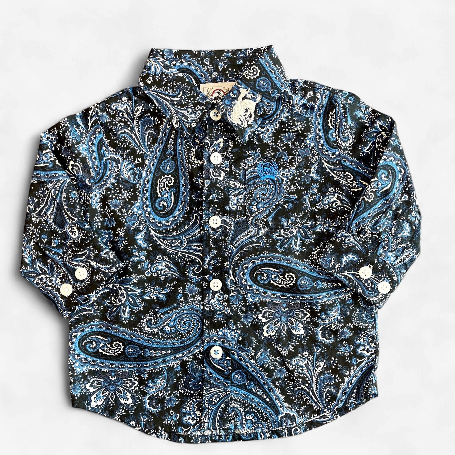 Infant Cinch Pendleton Round-Up Blue Paisley Long Sleeve Button Up