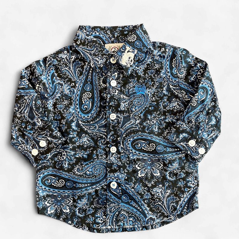 Infant Cinch Pendleton Round-Up Blue Paisley Long Sleeve Button Up