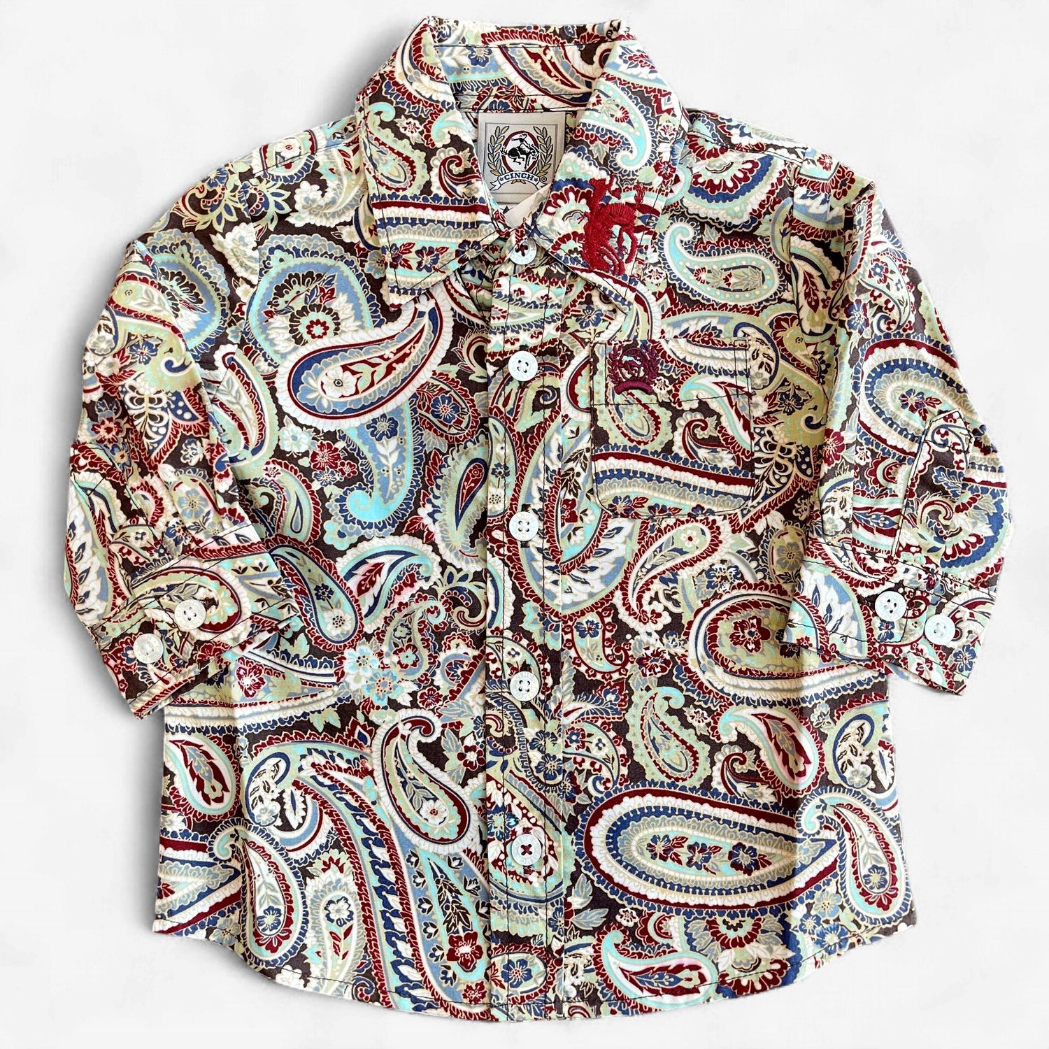 Infant Cinch Pendleton Round-Up Tan Paisley Long Sleeve Button Up