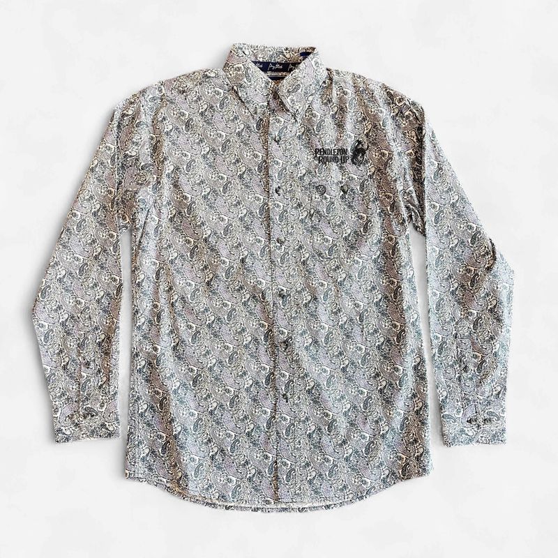 Men's Wrangler Pendleton Round-Up Purple Paisley Long Sleeve Button Up