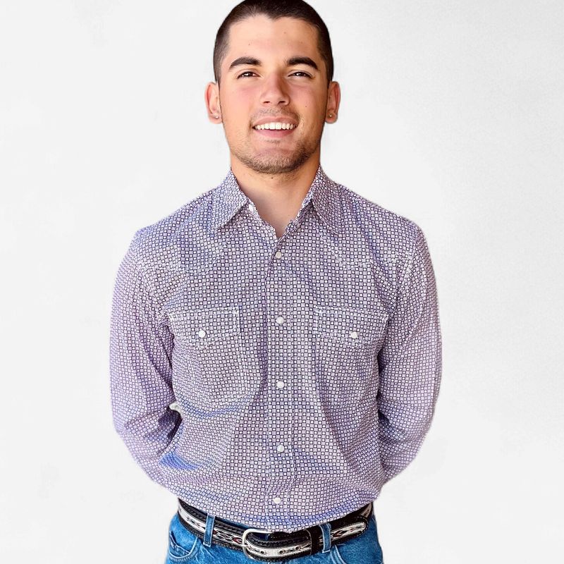 Men's Wrangler Pendleton Round-Up Pink Geo Long Sleeve Button Up