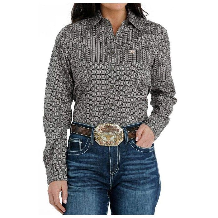 Ladies Cinch Pendleton Round-Up Grey Diamond Long Sleeve Button Up