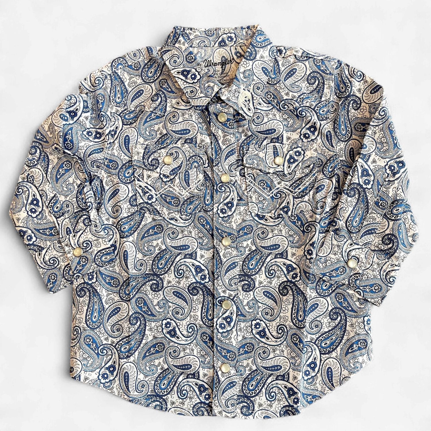 Toddler Wrangler Pendleton Round-Up Blue Paisley Long Sleeve Snap