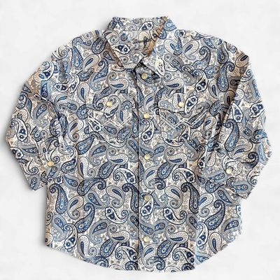 Toddler Wrangler Pendleton Round-Up Blue Paisley Long Sleeve Snap