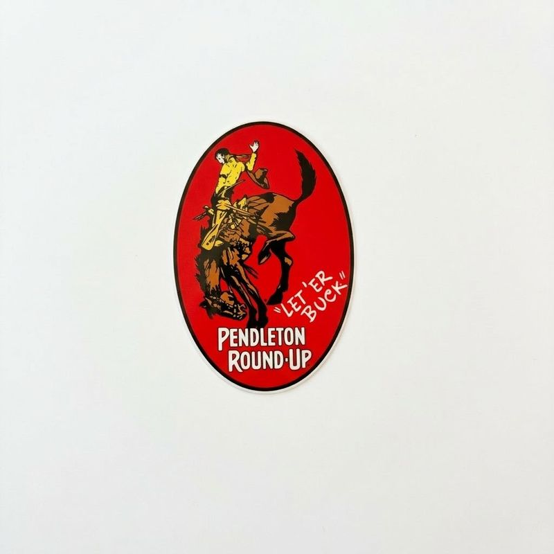 Pendleton Round-Up Bucking Horse Vinyl Decal - Red