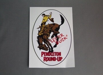 Pendleton Round-Up Bucking Horse Vinyl Decal - White