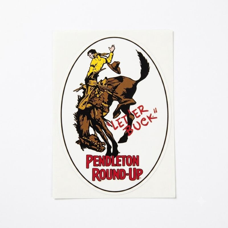 Pendleton Round-Up Bucking Horse Vinyl Decal - White