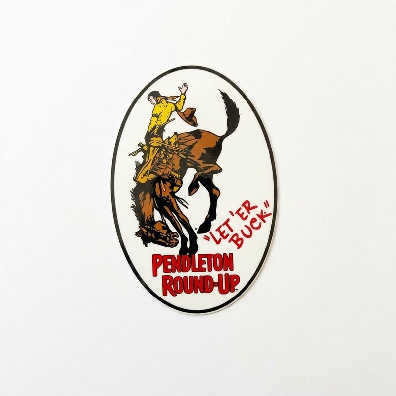 Pendleton Round-Up Bucking Horse Vinyl Decal - White