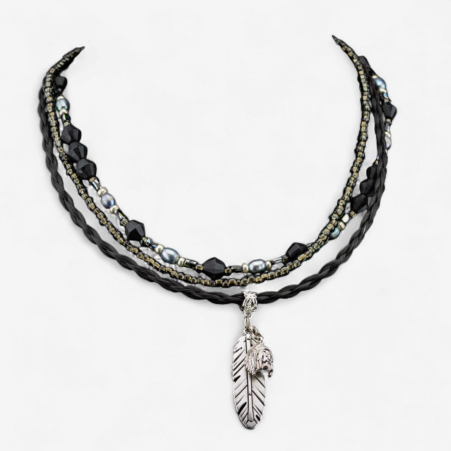 Happy Canyon Horse Hair Feather Bead Necklace