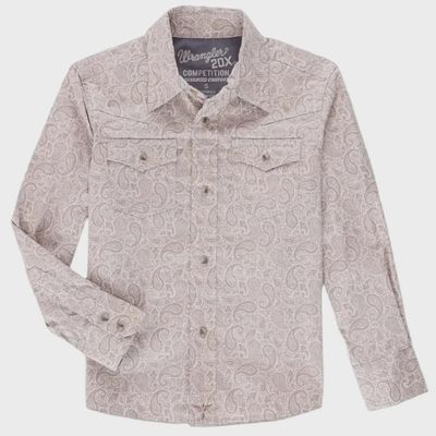 Youth Wrangler Pendleton Round-Up Brown Paisley Long Sleeve Button Up