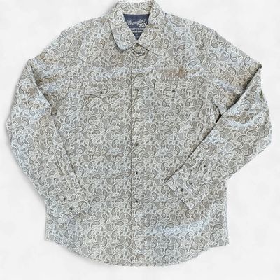 Men's Wrangler Pendleton Round-Up Brown Paisley Long Sleeve Button