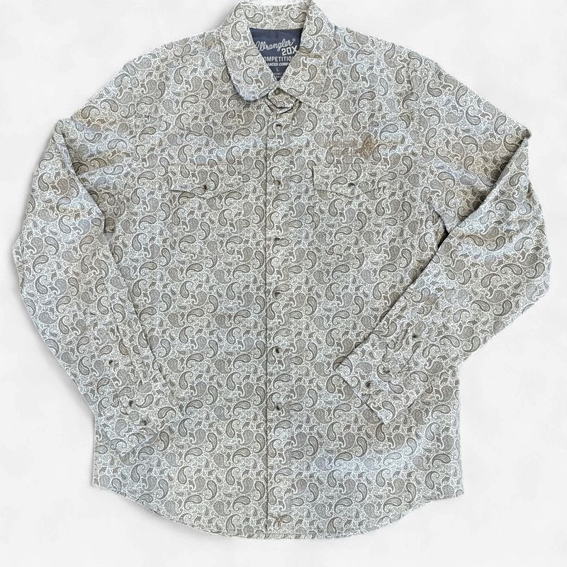Men's Wrangler Pendleton Round-Up Brown Paisley Long Sleeve Button