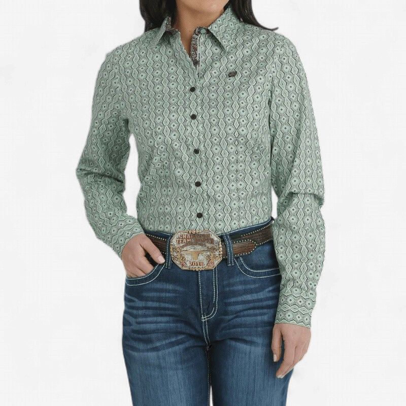 Ladies Cinch Pendleton Round-Up Teal and Purple Long Sleeve Button Up