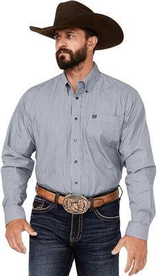 Men's Cinch Pendleton Round-Up Blue Pinstripe Long Sleeve Button Up