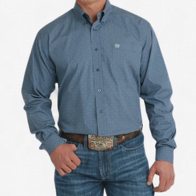 Men's Cinch Pendleton Round-Up Blue Geometric Long Sleeve Button Up