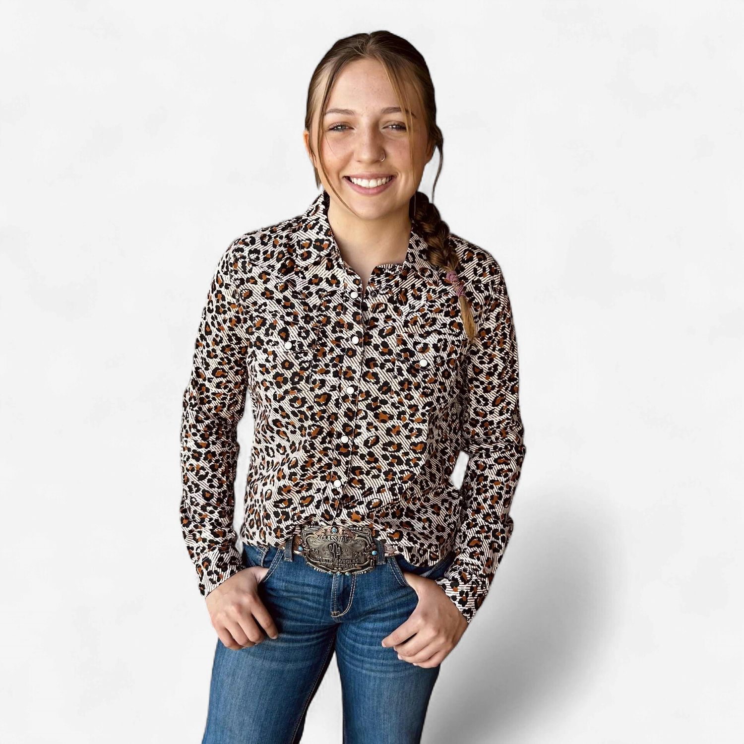 Ladies Cruel Pendleton Round-Up Cheetah Long Sleeve Snap