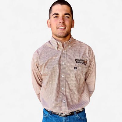 Men's Cinch Pendleton Round-Up Brown Geometric Long Sleeve Button Up