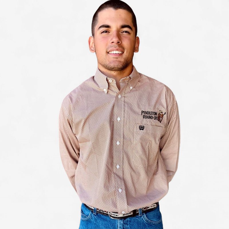 Men's Cinch Pendleton Round-Up Brown Geometric Long Sleeve Button Up