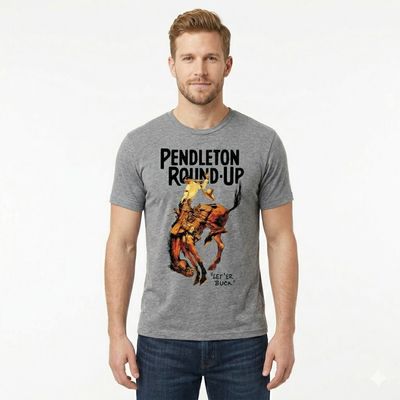 Pendleton Round-Up Gray Full Color Bucking Horse Tee
