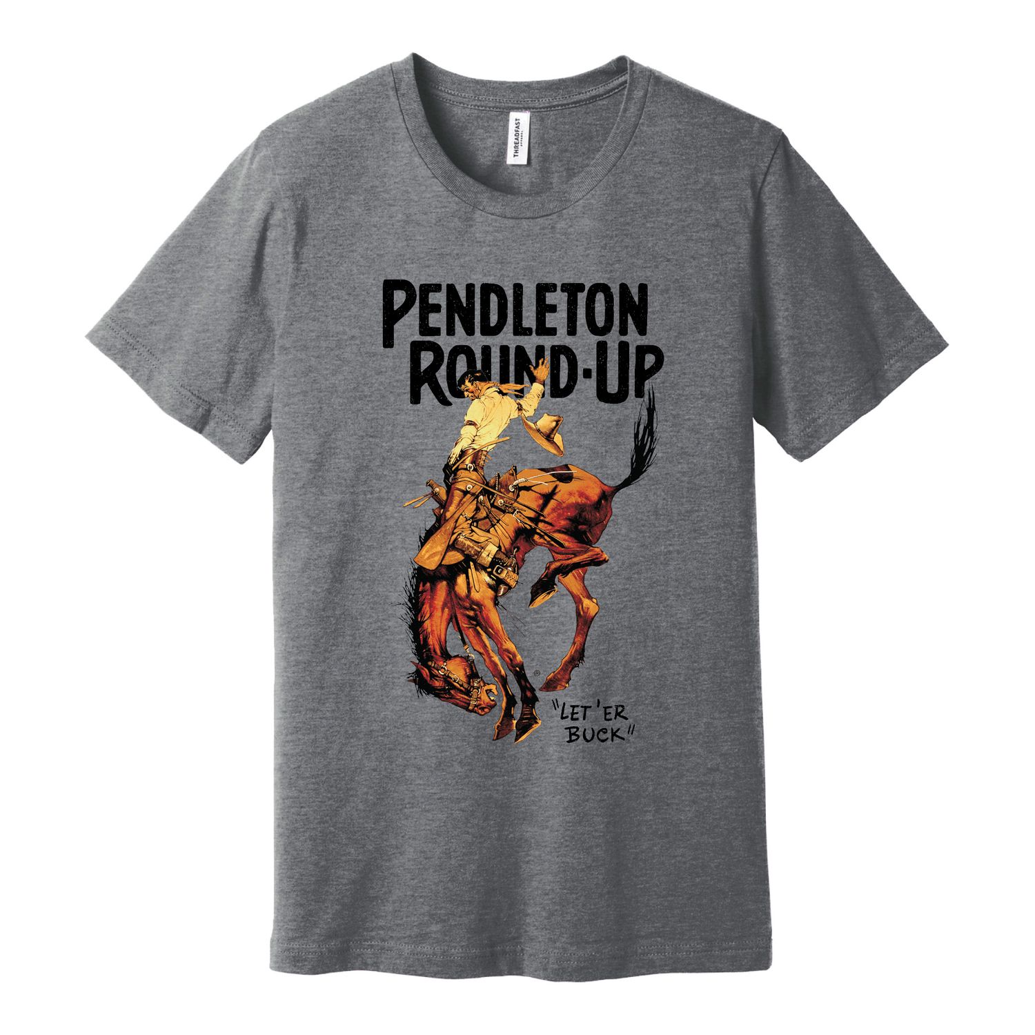 Pendleton Round-Up Gray Full Color Bucking Horse Tee, size: S
