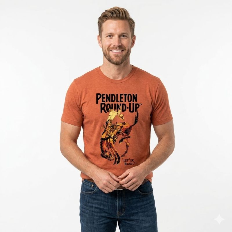 Pendleton Round-Up Autumn Heather Full Color Bucking Horse Tee