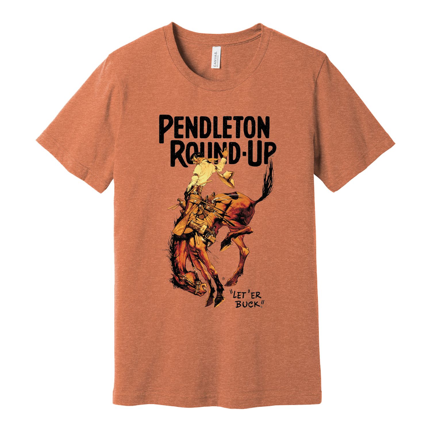 Pendleton Round-Up Autumn Heather Full Color Bucking Horse Tee, size: S