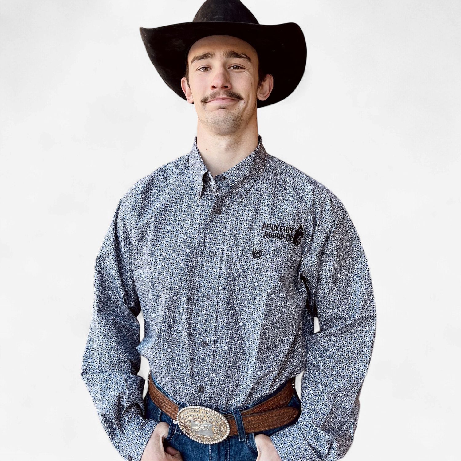 Men's Cinch Pendleton Round-Up Gray Floral Long Sleeve Button Up