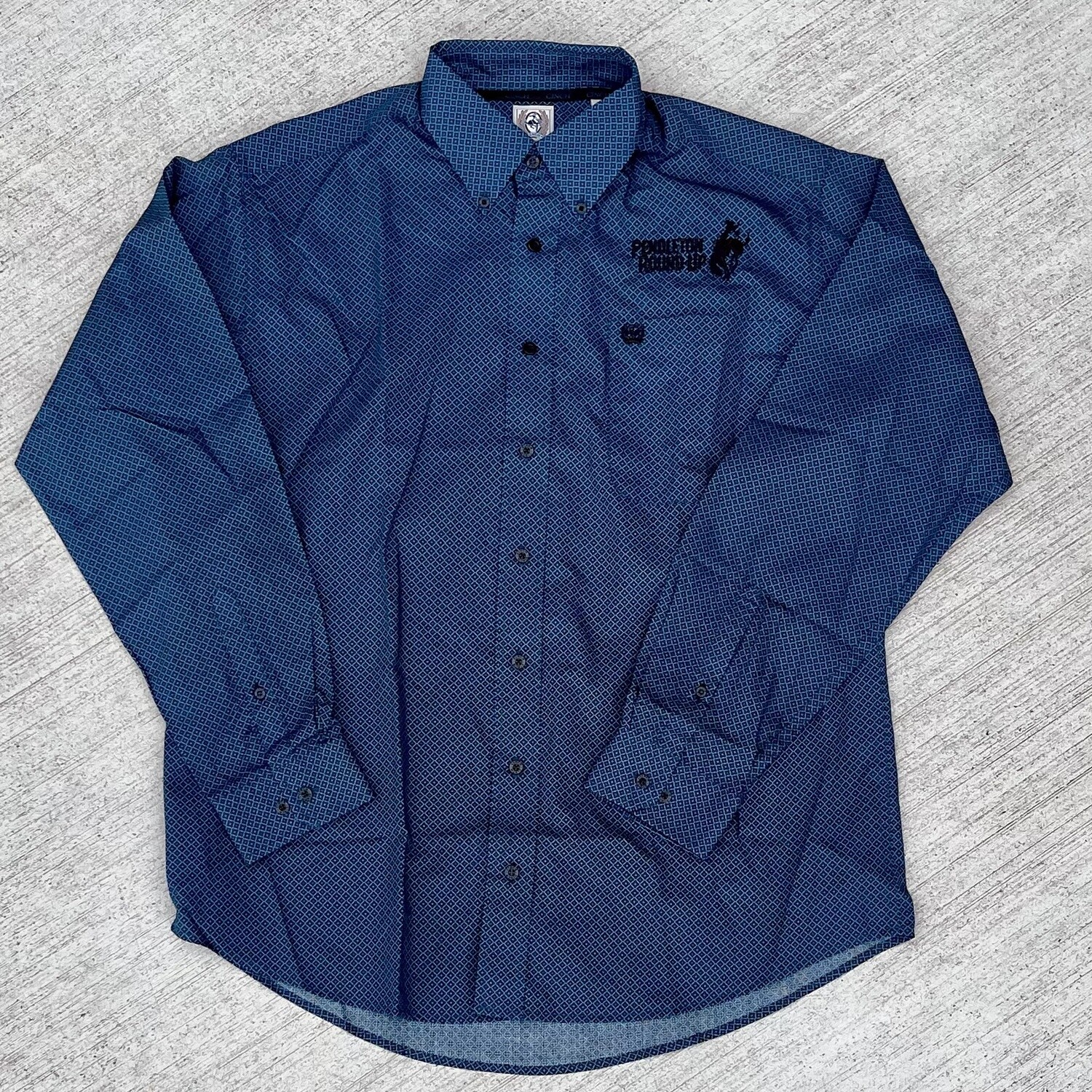 Men's Cinch Pendleton Round-Up Blue and Black Geometric Long Sleeve Button Up