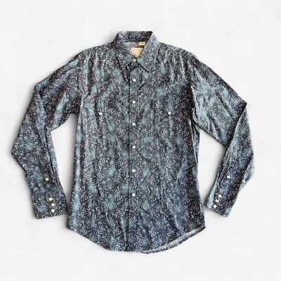Men's Roper Pendleton Round-Up Blue Paisley Long Sleeve Snap