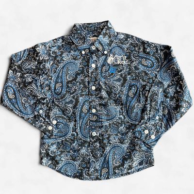 Toddler Cinch Pendleton Round-Up Blue Paisley Long Sleeve Button Up