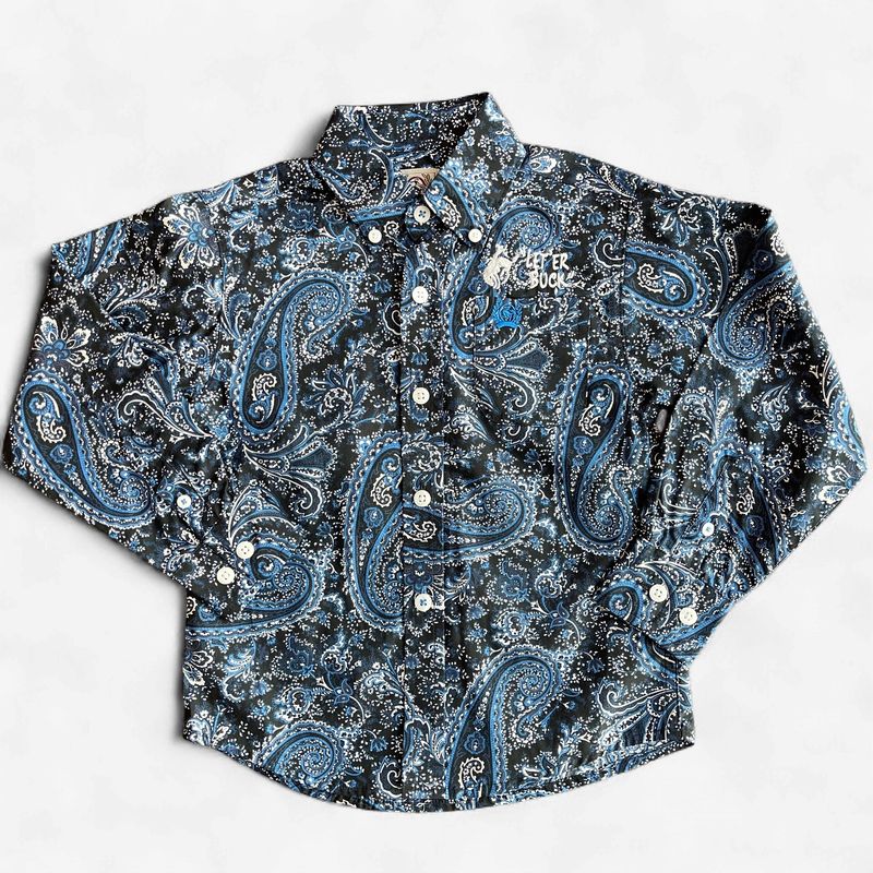 Toddler Cinch Pendleton Round-Up Blue Paisley Long Sleeve Button Up