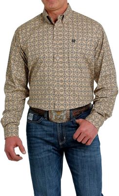 Men's Cinch Pendleton Round-Up Black and Tan Geometric Long Sleeve Button Up