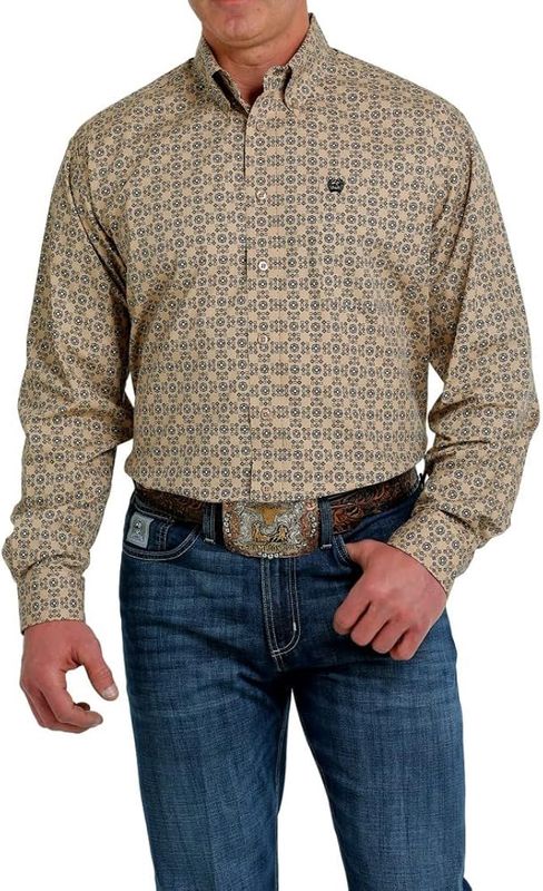 Men's Cinch Pendleton Round-Up Black and Tan Geometric Long Sleeve Button Up