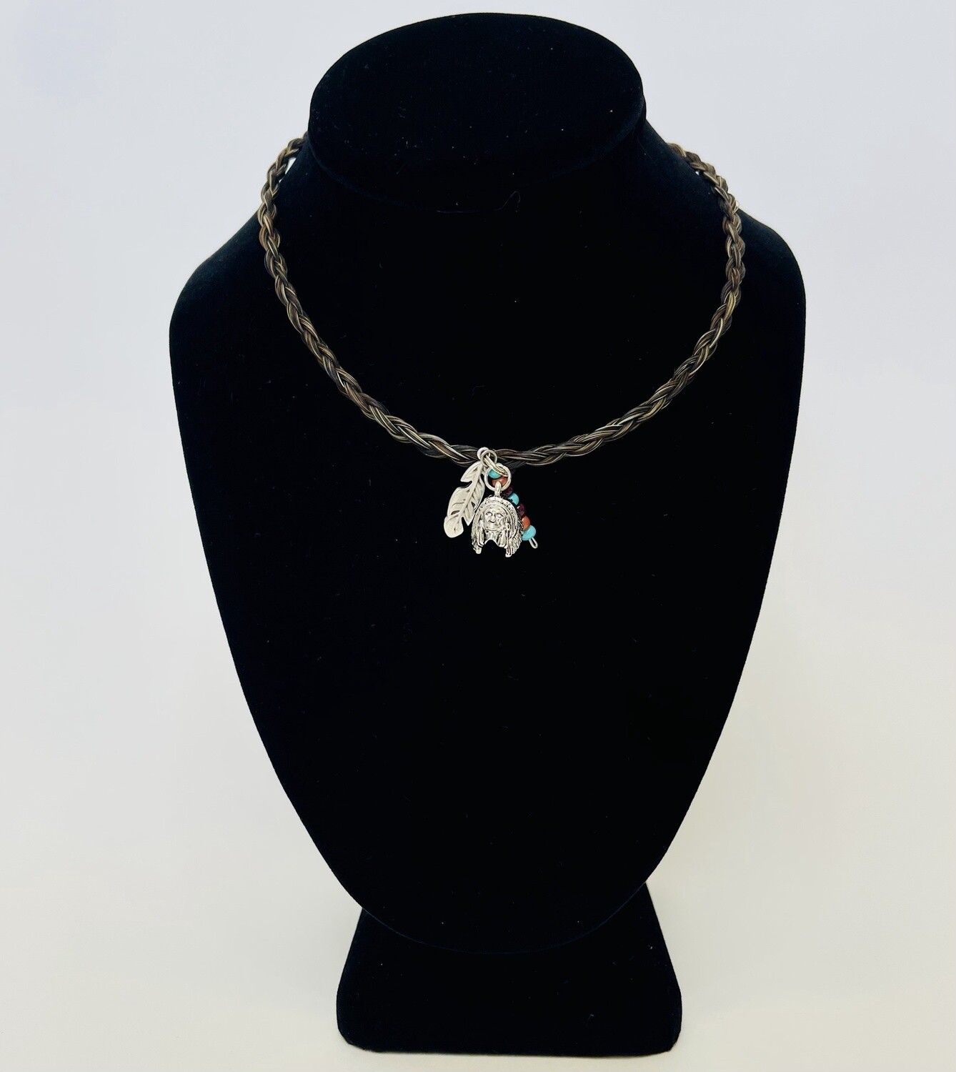 Happy Canyon Horse Hair Feather Bead Spiral Necklace