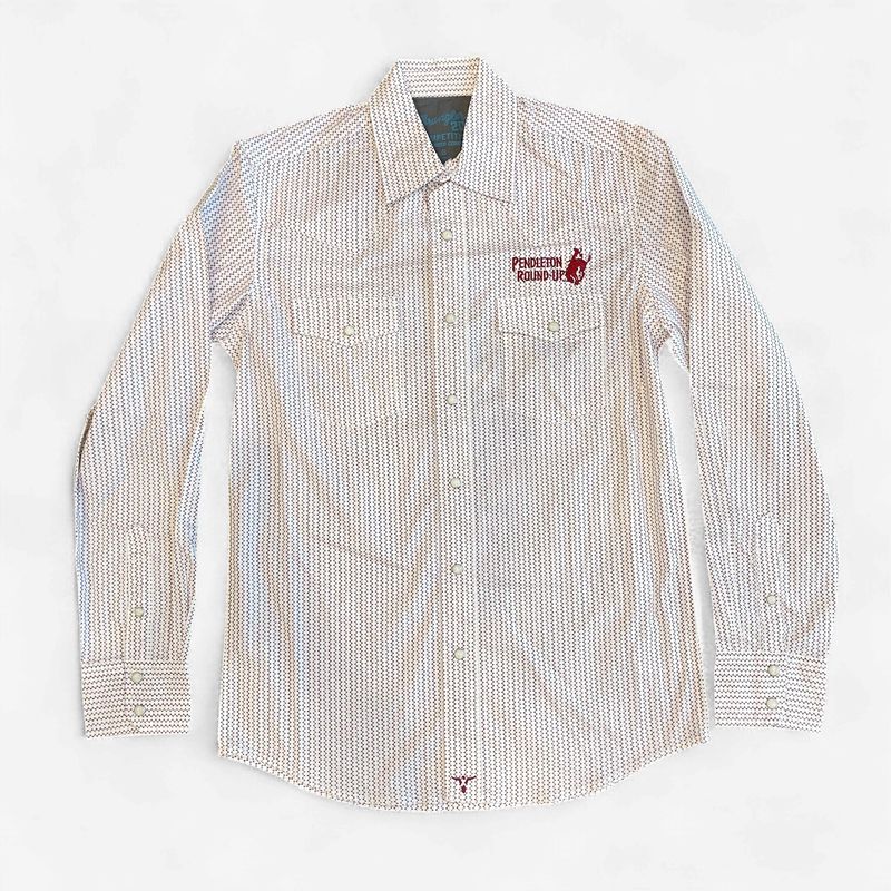 Men's Wrangler Pendleton Round-Up Maroon Long Sleeve Snap