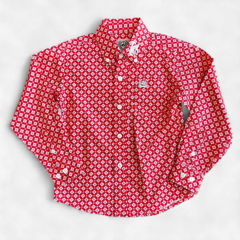 Toddler Cinch Pendleton Round-Up Red Diamond Long Sleeve Button Up