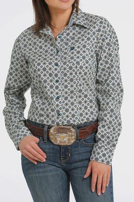 Ladies Cinch Pendleton Round-Up Floral Geometric Long Sleeve Button Up