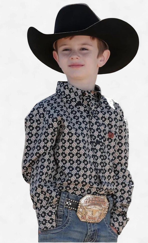 Youth Cinch Pendleton Round-Up Hexagon Long Sleeve Button Up