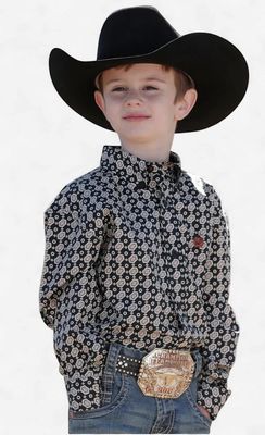 Youth Cinch Pendleton Round-Up Hexagon Long Sleeve Button Up